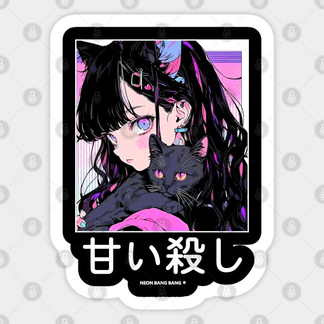 Stylish Anime Neko Girl Manga Aesthetic Streetwear Sticker by Neon Bang Bang